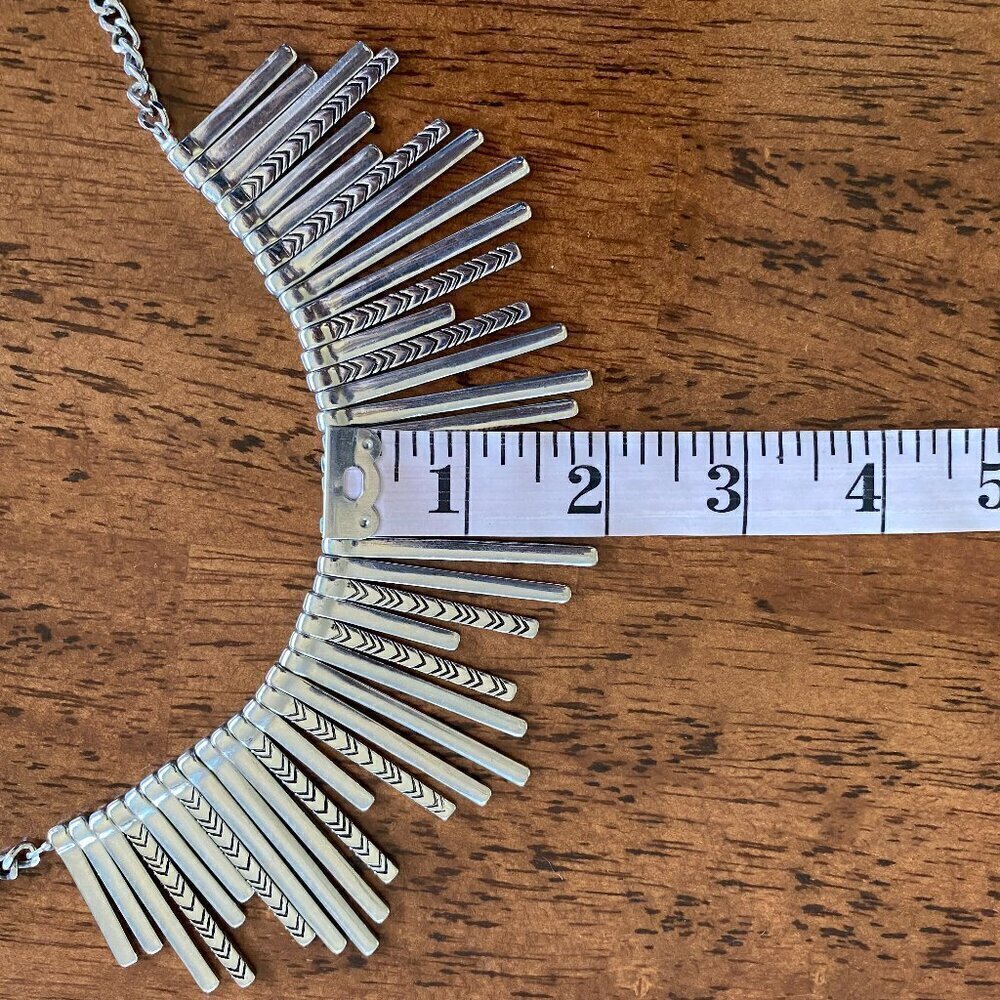 Vintage Park Lane  Reversible Tribal Silver Tone Statement Bib Necklace - Picture 5 of 9